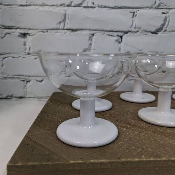 Pino Spagnolo Biesse Le coppe, Set of 6 Goblets with box, white and clear - Picture 6 of 12